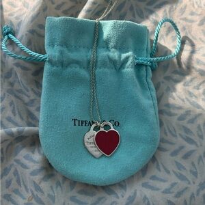 Tiffany and Co Red Double Heart Tag Pendant